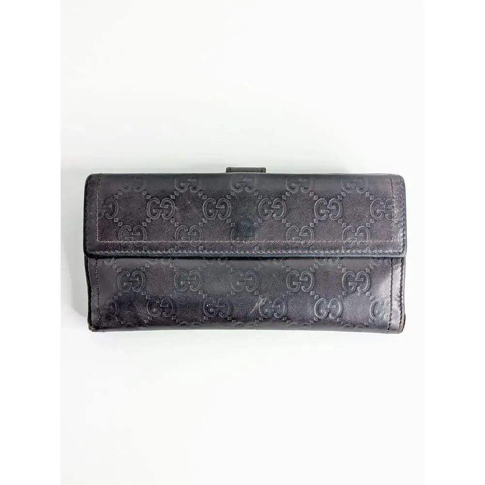 Gucci Guccissima Hysteria Continental Wallet Brown Leather GG Logo Bifold Snap